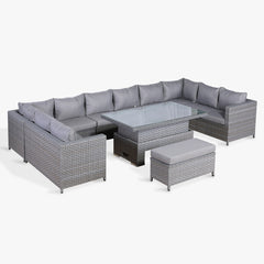 Isobella Range Large Modular U-Shape Corner Set with Rising Table in Slate Grey Weave (CS16)