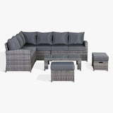 Harmony Corner Sofa with Coffee Table and 2 Footstools in Grey Weave