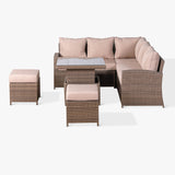Venice Small Corner Sofa with Rising Table in Brown Rattan