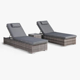 PRE ORDER...Harmony Range Sun Loungers Set with Side Table in Grey Rattan
