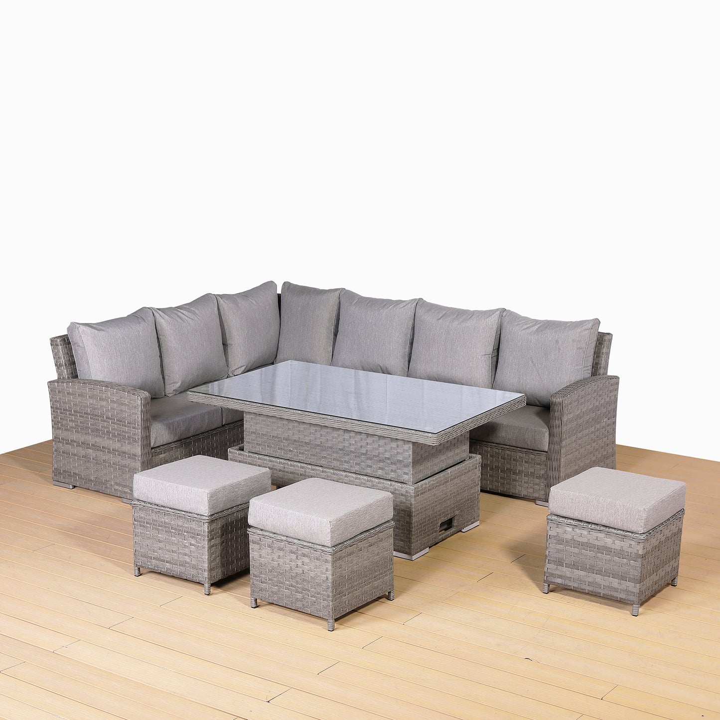 Winchester Range High Back Left Hand Corner Sofa Set with Rising Table in Grey (#3002)