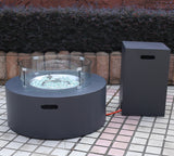 Club Rattan Aluminium Round Fire Pit Coffee Table  in Charcoal (FP-04G)