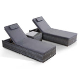 Soak Set of 2 x Sun Loungers with Side Table in grey
