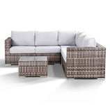 Colette Corner Sofa with Coffee Table in Medium Grey Rattan