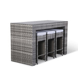 Colette  Aluminium High Bar Set with 6 Stools in Grey Rattan