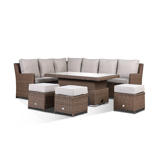 Santos Corner Sofa with Rising Table in brown