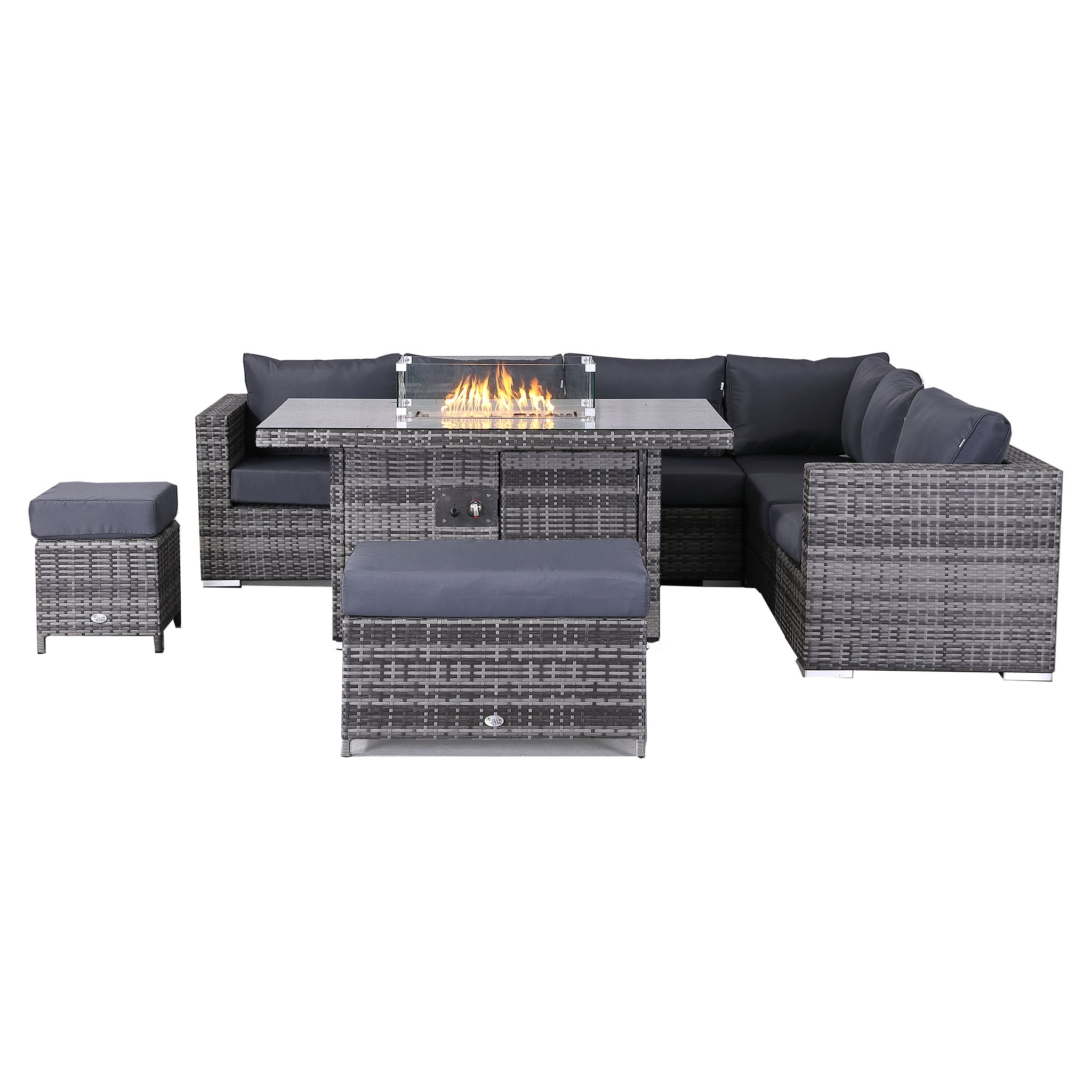 Club Rattan Modern Modular Outdoor Corner Sofa Set with Rising