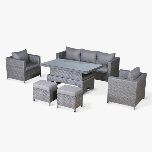 Isobella Range Large Sofa Set with Rising Table in Slate Grey Weave