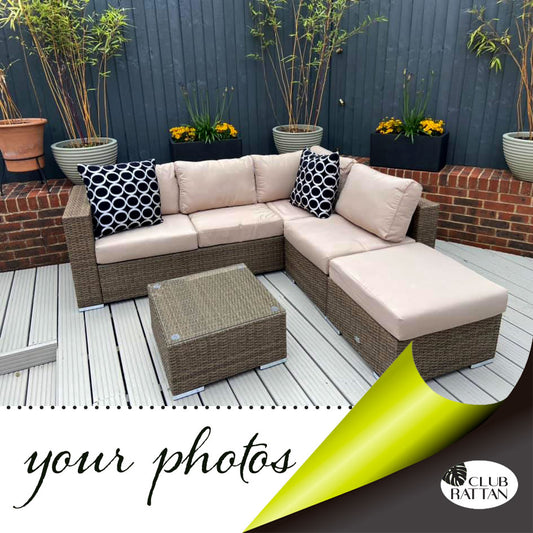 Blossom 3 Seater Sofa with Chaise and Coffee Table in Small Brown Rattan customer picture