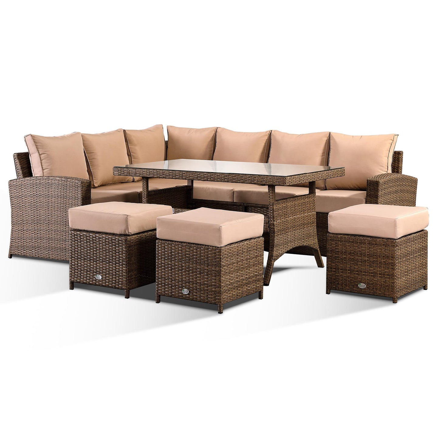 Harmony Corner Sofa with (Rising) Dining Table in brown