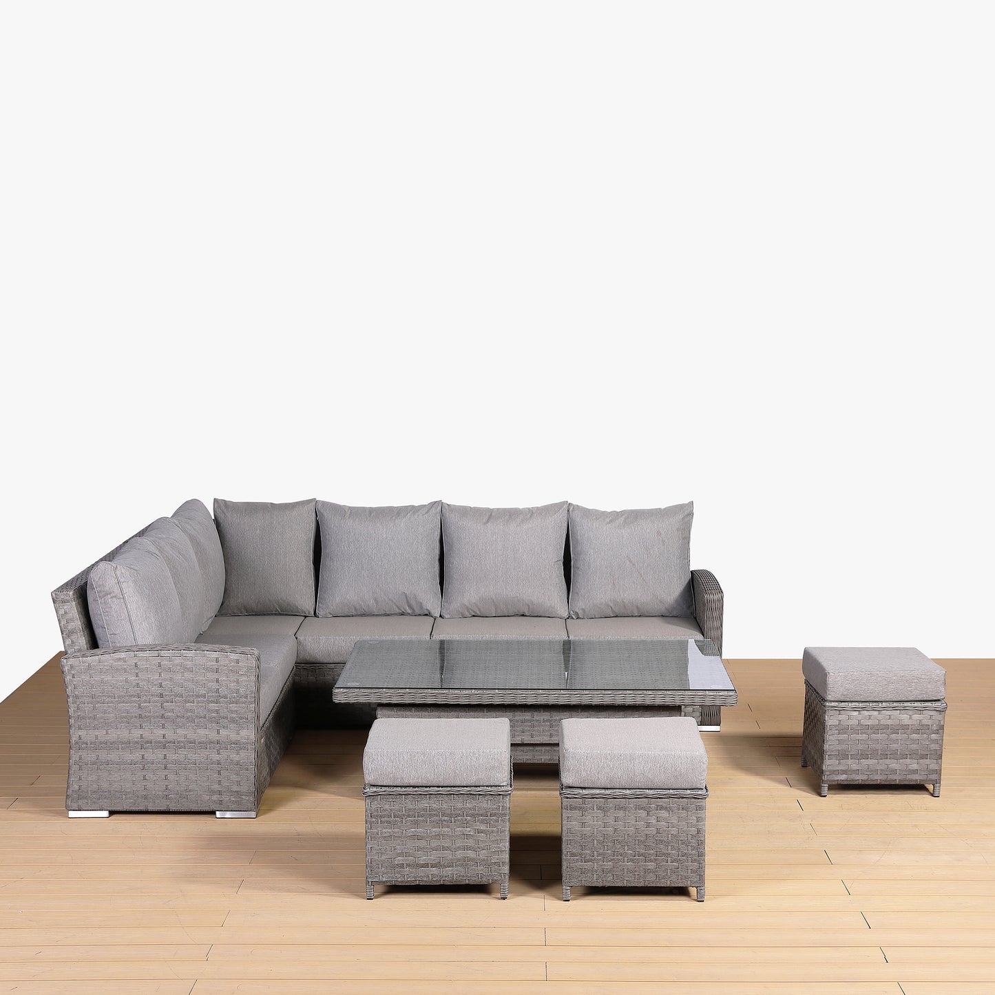 Winchester Range High Back Left Hand Corner Sofa Set with Rising Table in Grey (#3002)