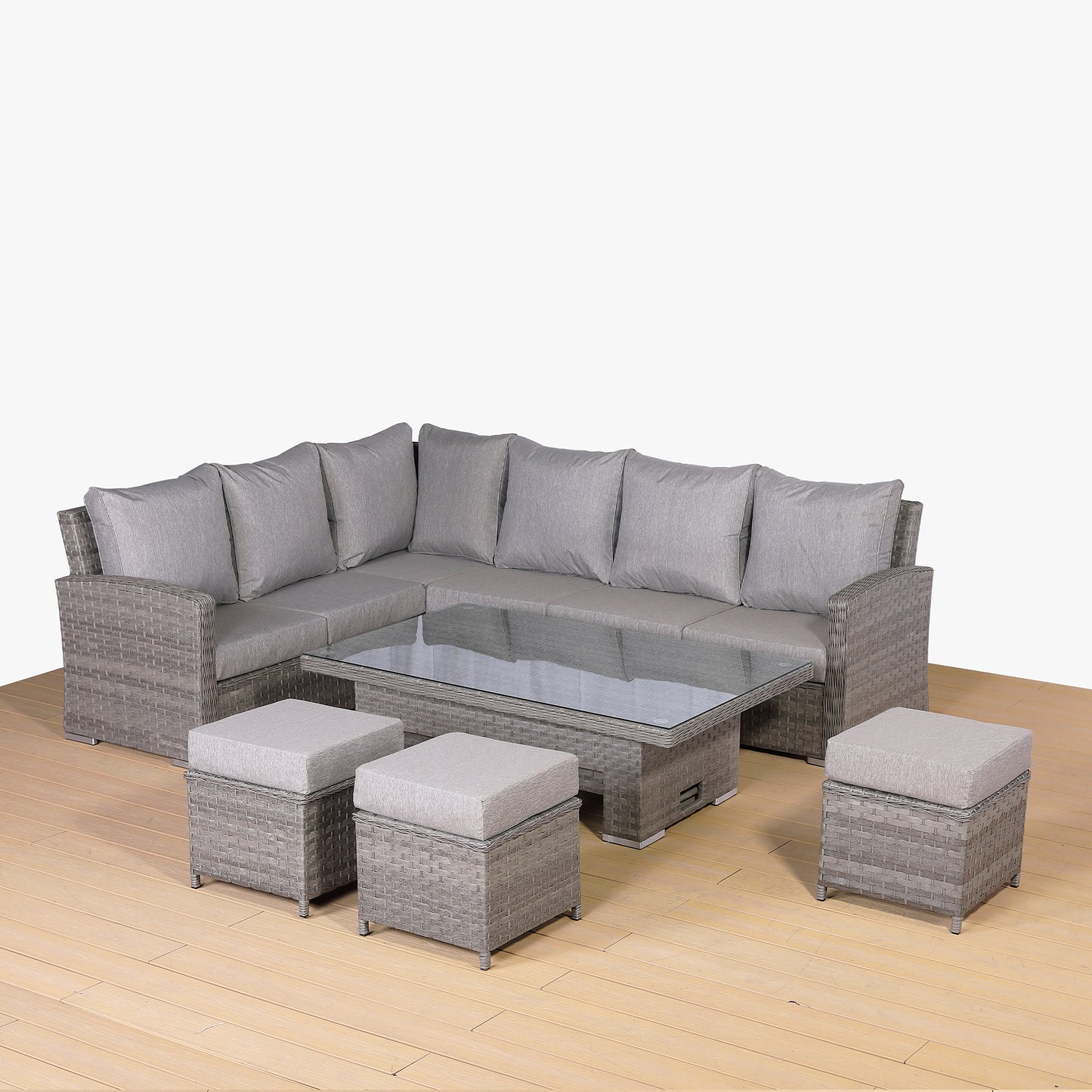 Winchester Range High Back Left Hand Corner Sofa Set with Rising Table in Grey (#3002)