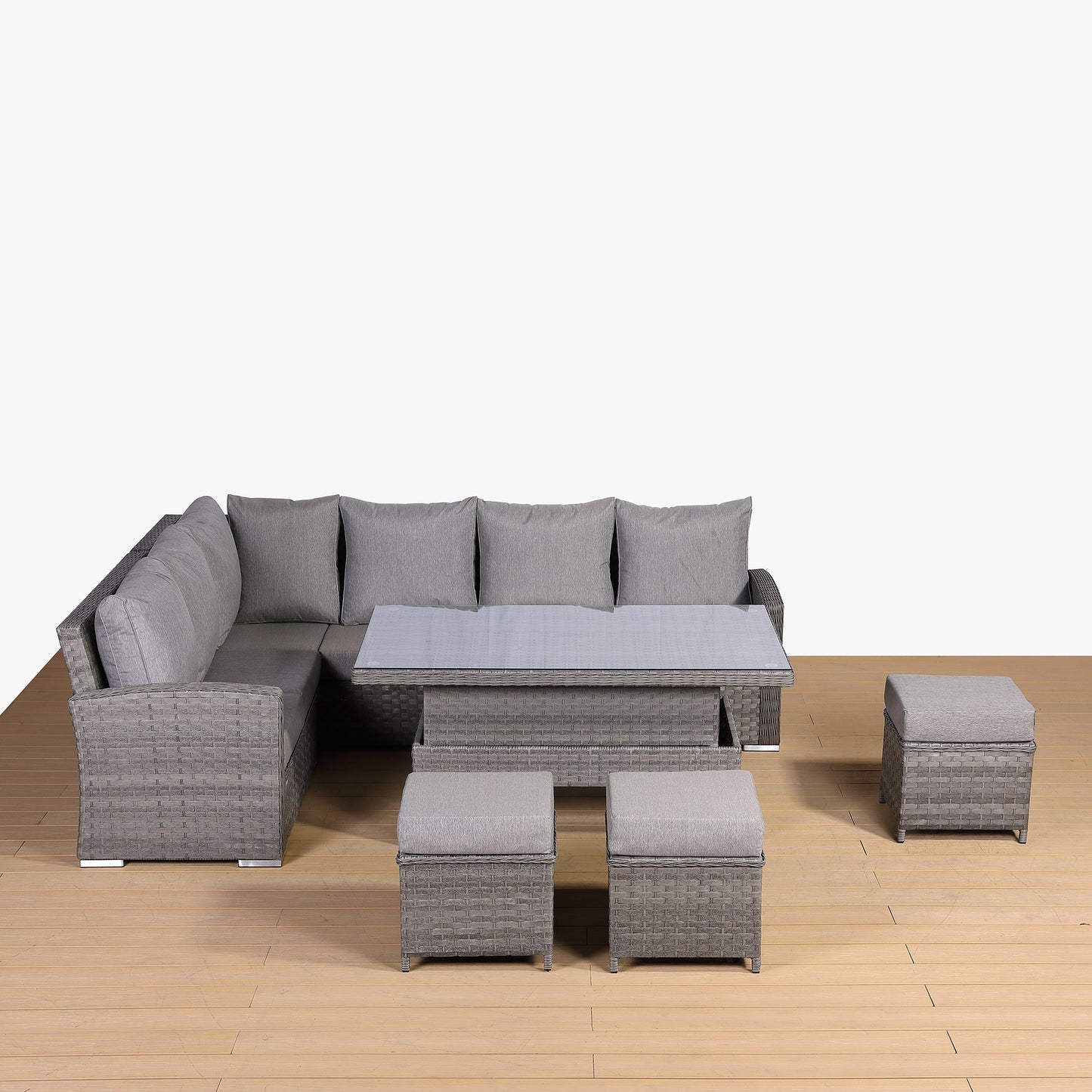 Winchester Range High Back Left Hand Corner Sofa Set with Rising Table in Grey (#3002)